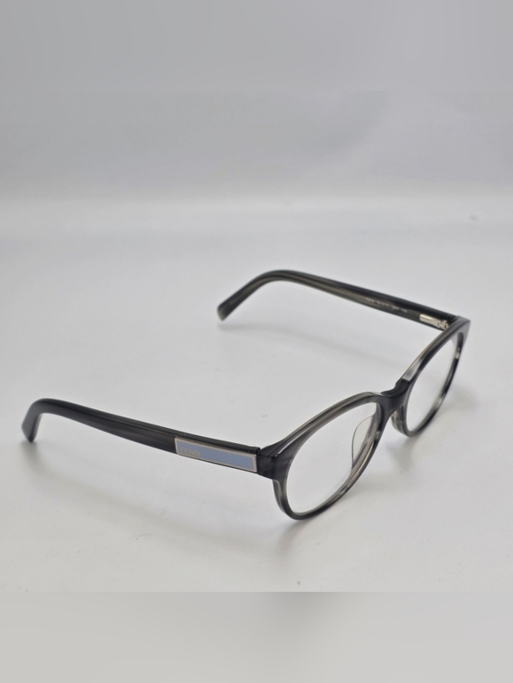 Fendi F979 Black Oval Eyeglass Frames Crystal Black Baby Blue 51mm Auth Italy